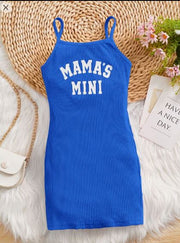 Shein Young Girl Toddler Girls Letter Graphic Ribbed Knit Cami Dress, 6T +