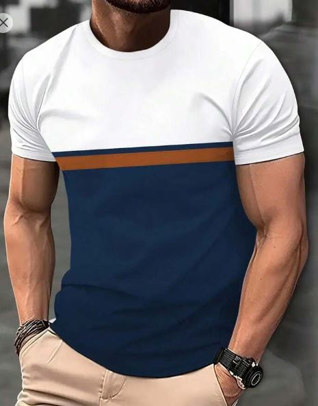 Shein Men's Colorblock Round Neck T-Shirt, XL */