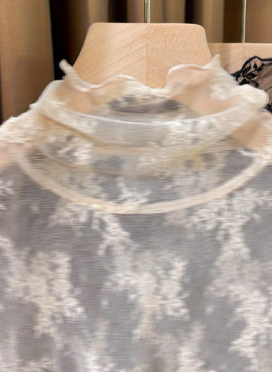 Shein Thin High Collar Lace Camisole Shirt , L-.