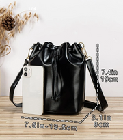 Shein Mini Drawstring Design Bucket Bag Black Elegant >