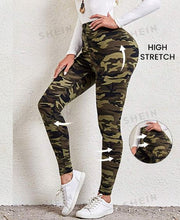 Shein Elastic Waist Camo Print Leggings -.