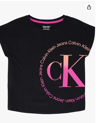 CK. Girls' Short Sleeve Logo T-Shirt, 16T /