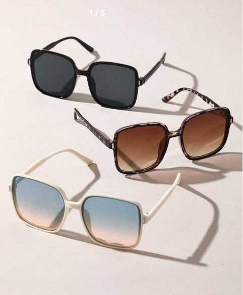 Shein 3pcs Women Square Plastic Frame Fashion Sunglasses /