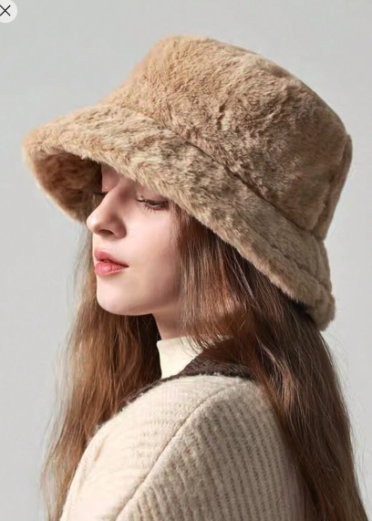 Shein 1pc All-Match Casual Fleece Bucket Hat, Versatile & Warm +