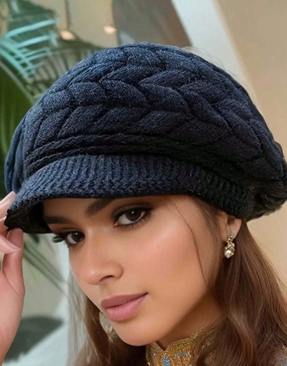 Shein 1pc Warm & Fashionable Women Short Brim Beanie Hat -.
