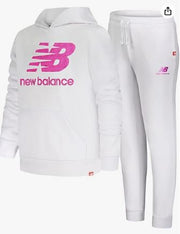 New Balance Girls' Jogger Set - 2 Piece Fleece Hoodie and Joggers, 14-16T +