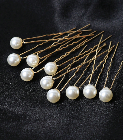 Shein 10pcs Faux Pearl Flower Hairpins, Vintage, Romantic, Hair Accessories +