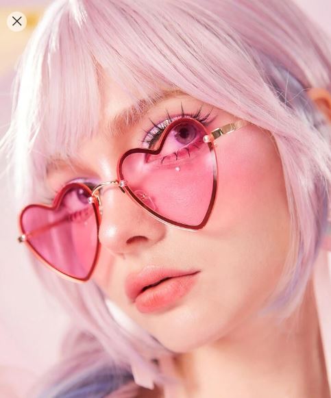 Shein Kawaii 1pair Women Heart Frame Fashion Glasses Cute */