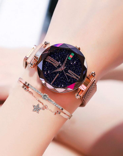 Shein 1pc Magnetic Strap Pointer Quartz Watch & 1pc Bracelet +