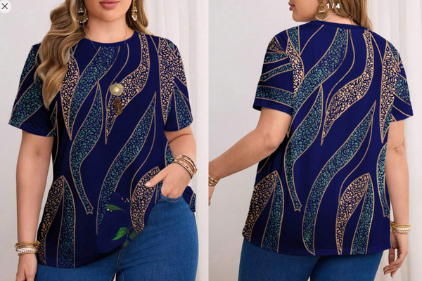 Shein Plus Size Women Round Neck T-Shirt, Fashionable For Summer, XXL +