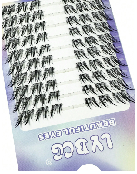Shein 10 Rows/60pcs D Curl Manga Lash 12mm Cluster Lashes Fox Cat Cluster Lashes, Code: X06