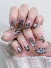 Shein Leopard Gradient Design, Minimalist Style, Smooth Surface Nails -.