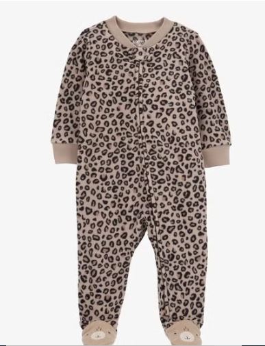 Carter's Baby Leopard Zip-Up Fleece Footie Sleep & Play Pajamas, 3M /