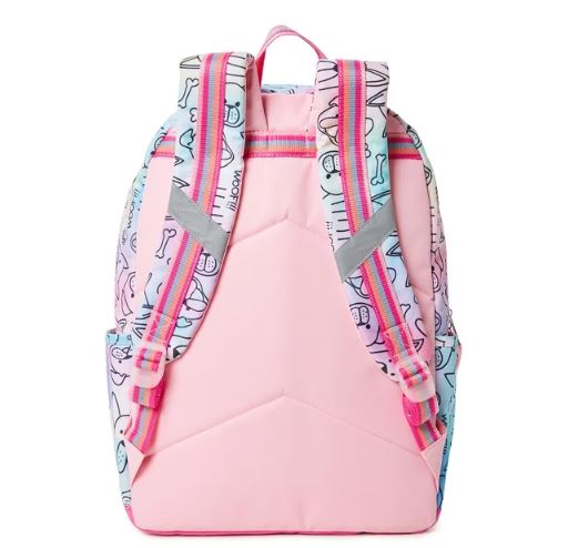 Wonder Nation Girls 17" Laptop Backpack Dog's Life Rosy Petal Tie Dye +