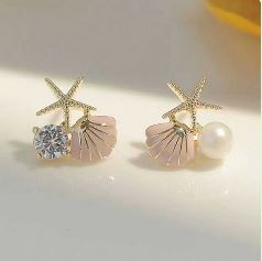 Shein Starfish Shell Stud Earrings /