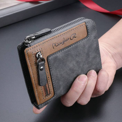 Shein 1pc Men's Wallet Vintage Fashion Multi-Functional Zipper Wallet +