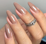 Shein 24pcs Nude Pink Press-On Nails - Ballet Shape Medium Length Glossy Finish>