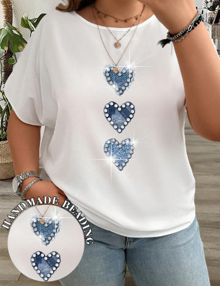 Shein Casual Loose Fit Round Neck Short Sleeve Plus Size Shirt, 3XL>