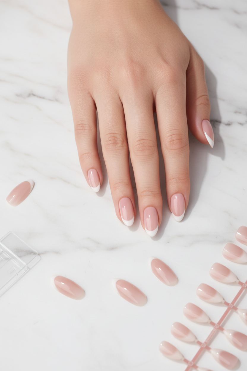 Shein 5Pcs/Set Milky White Gradient Nail Polish Strips, (96) +