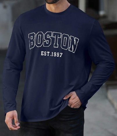 Shein Men's Classic Round Neck Long Sleeve Regular Fit Solid Color T-Shirt, XL +