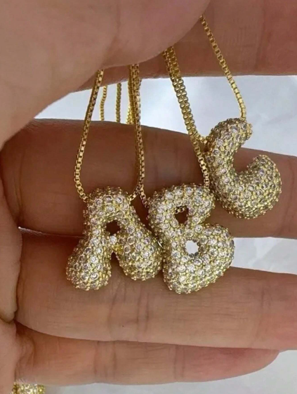 Shein Zirconia Letter Pendant Necklace ( letter B)>