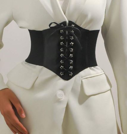 Shein 1pc Women's Black Corset Elastic Waist Cincher Belt >