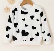 Shein Toddler Girls Heart Print Flannel Sweatshirt, 6T +