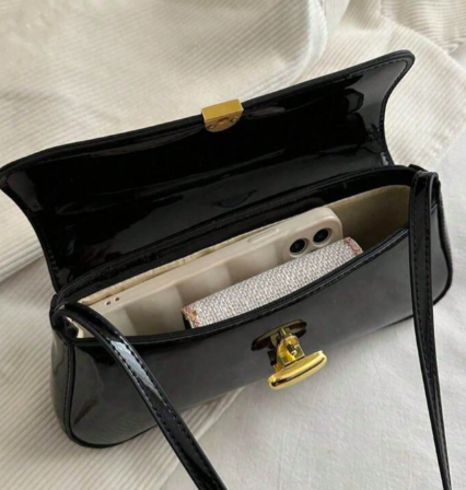 Shein Retro Faux Leather Flap Decor Underarm Shoulder Bag -.