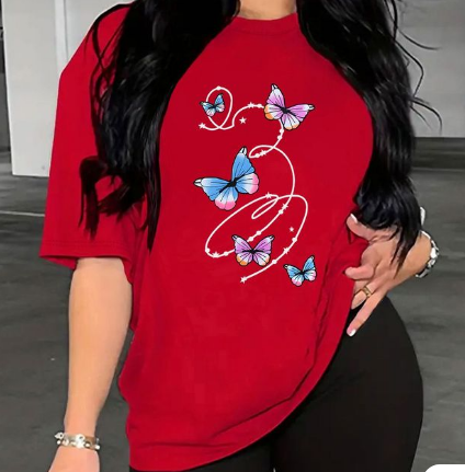 Shein Butterfly Pattern T-shirt, XL +