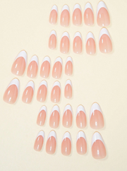 Shein Almond-Shaped Minimalist Classic White-Framed Full-Coverage Fake Nails -.