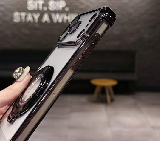 Anti-Fall Support Wireless Charging High-Quality Transparent Magnetic TPU Protective Case>