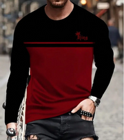 Shein Color Block Pattern Letter Print & "KING" Crew Neck & Long Sleeve T-Shirt, XXL -.