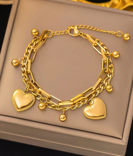 Shein Heart Charm Layered Bracelet +