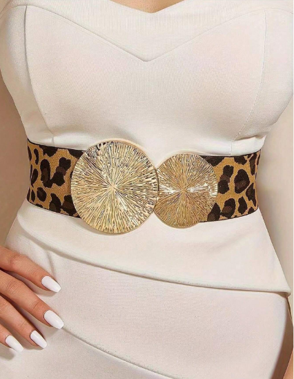 Shein 1pc Women's Vintage Elastic Waist Belt With Large & Small Circles