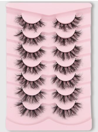 Shein 7pairs Volumized False Eyelashes, 5D-A04 /