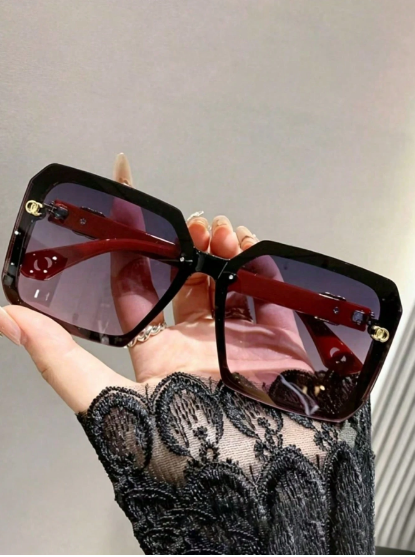 Shein Women's Fashion Glasses, Frameless Metal Letter Personalized Glasses >