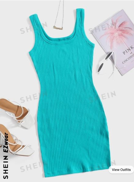 Shein Rib-knit Solid Bodycon Dress, XS /