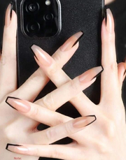 Shein French Black Tip Coffin Nails>