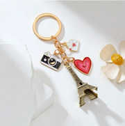 Shein 1pc Romantic Eiffel Tower Keychain, Camera & Heart Pendant Gift -.