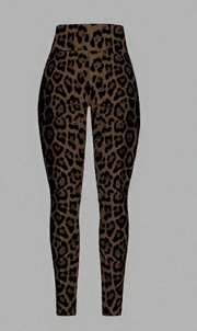 Shein Leopard Print High Waist Skinny Leggings For Women, L +