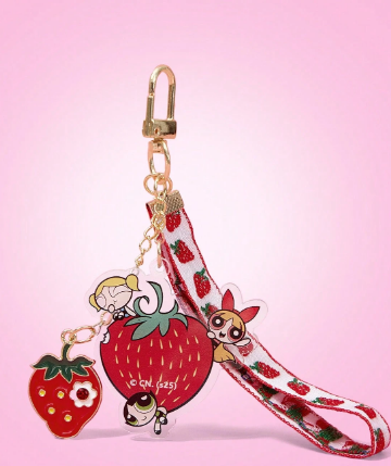 Shein The Powrpuff Girls Strawberry Character Acrylic Keychain +