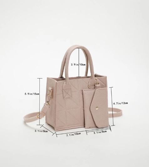 Shein Mini Square Bag With Small Pouch Stitch -.
