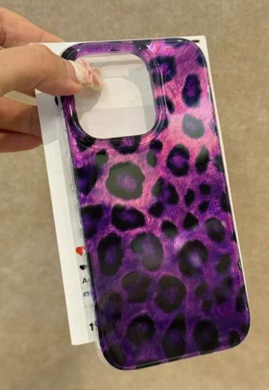 Cheetah, Leopard Print Elegant Dark Night Purple Leopard Gradient Foil For Iphone Case>