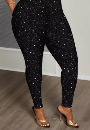 Shein Plus Size Polka Dot Glitter Print Leggings, 0XL -.
