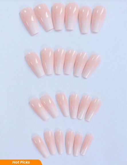 Shein 24-Piece Set Of Short Ballet Coffin Press-On Nails, Nude /