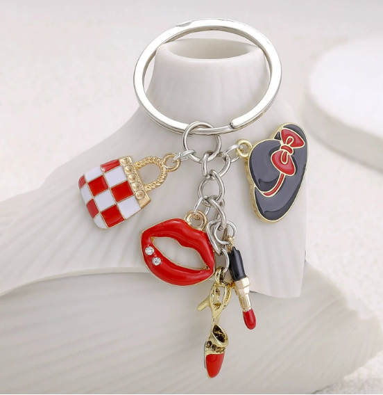 Shein Alloy Lipstick Shaped Gold Keychain