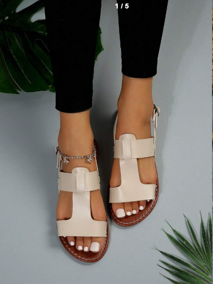 Shein Beach Flat Elegant Thin Strap Sandals, Size: 40 +