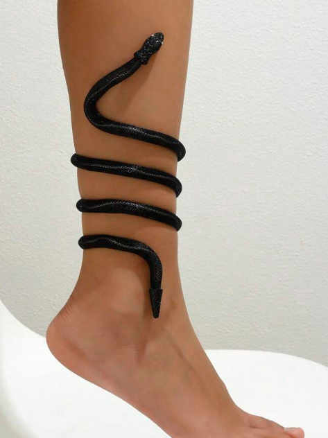 Shein 1pc Metallic Coiled Snake Anklet, +