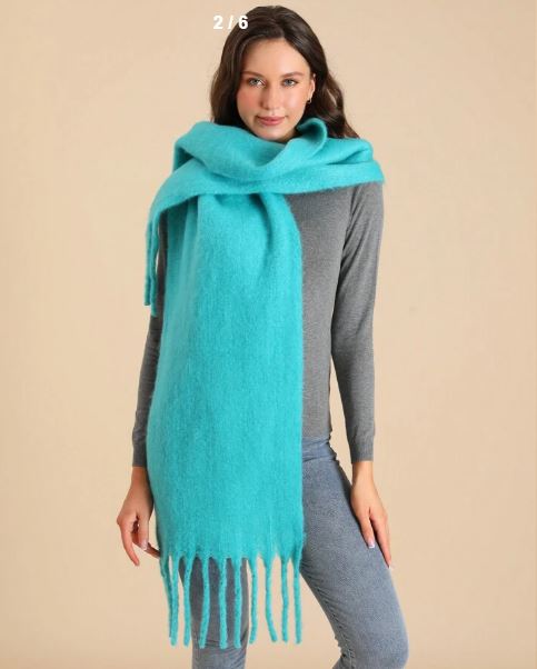 Shein 1pc Ladies' Solid Color Faux Cashmere Thick Tassel Scarf */