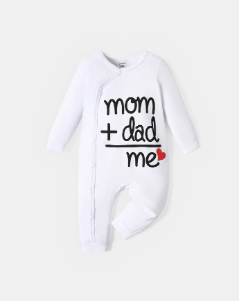 Pat Pat Baby Boy/Girl 95% Cotton Long-sleeve Love Heart and Letter Print Jumpsuit, 0-3M